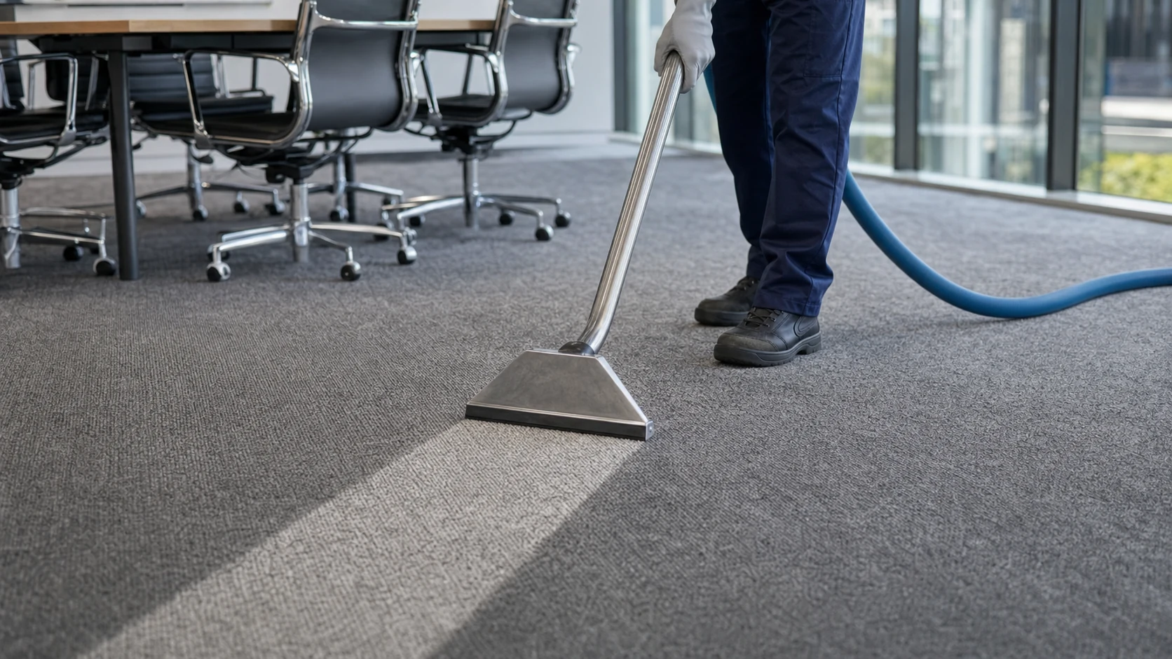 Clean Best technician extracting a traffic lane from office carpet in Penrith NSW