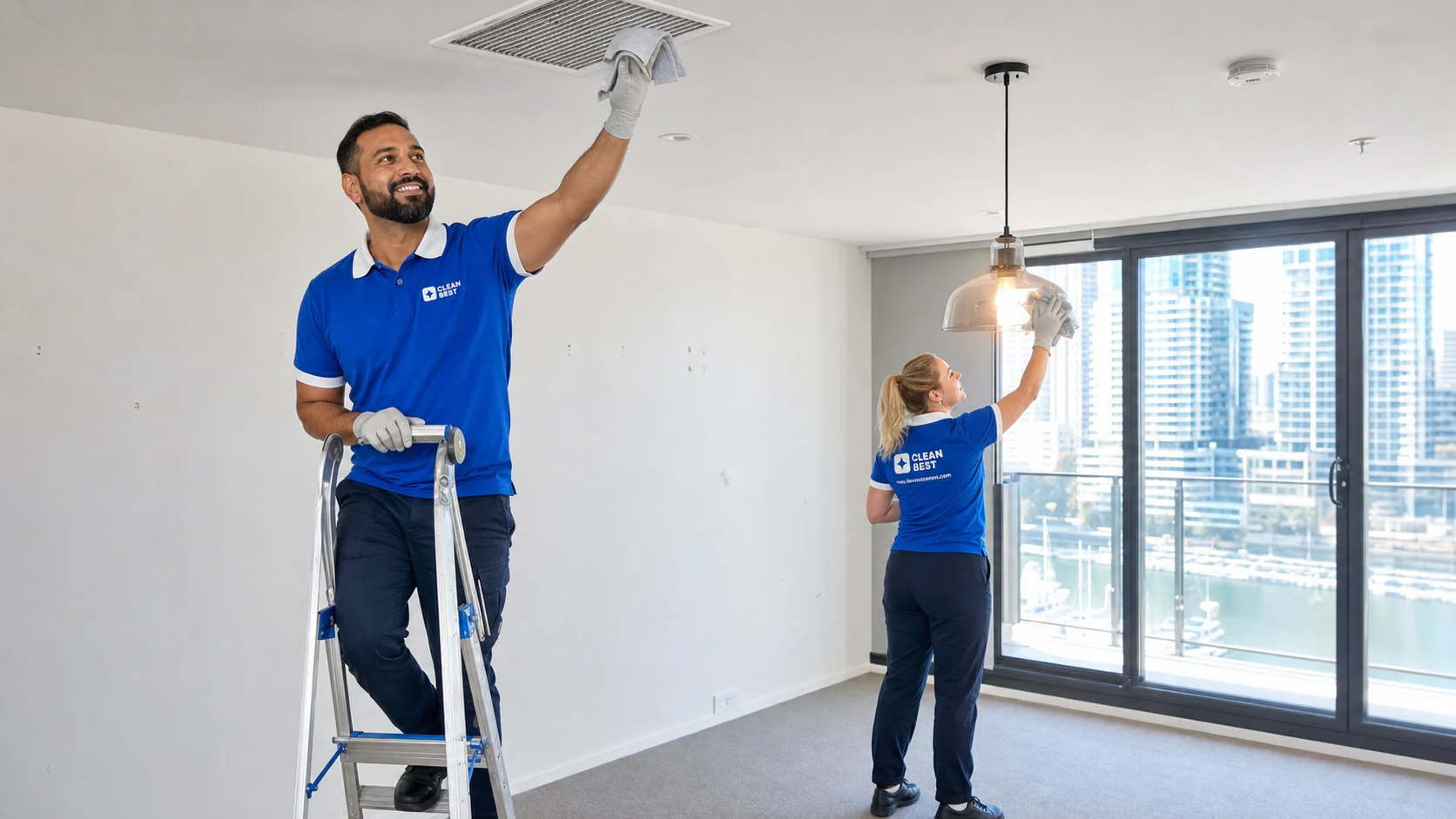 Clean Best cleaner detailing an empty rental kitchen for a bond clean in Penrith NSW