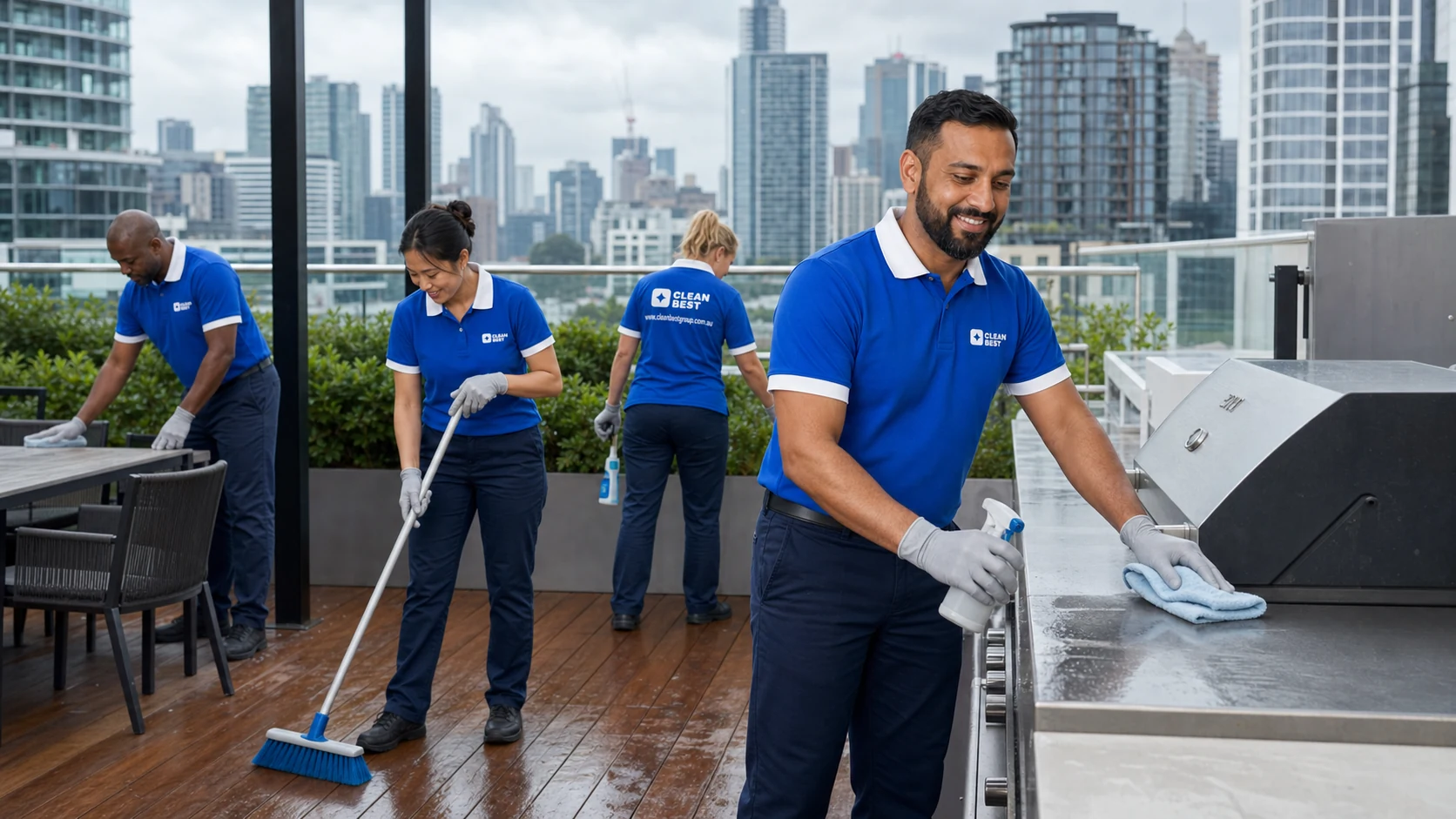 Clean Best cleaner mopping an apartment building foyer in Penrith NSW